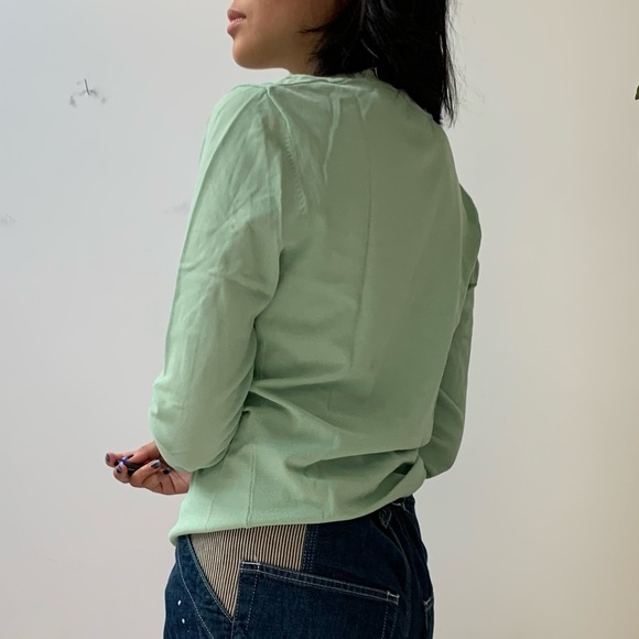 Green Floral Pointelle Cardigan - Picture 3 of 3